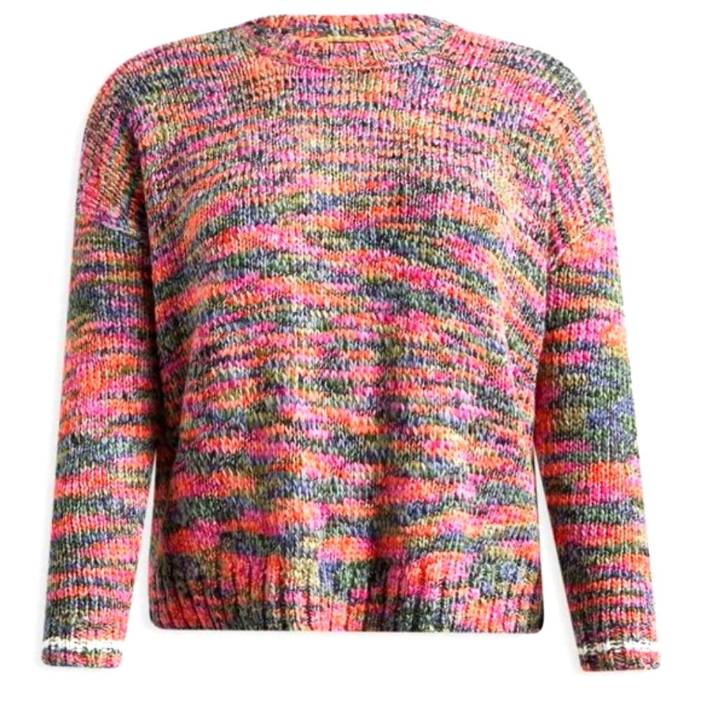 ❤️NWT TORRID SWEATER SPACEDYE MULTI-COLOR - DROP SHOULDER CREW NECK CROP - Picture 8 of 11
